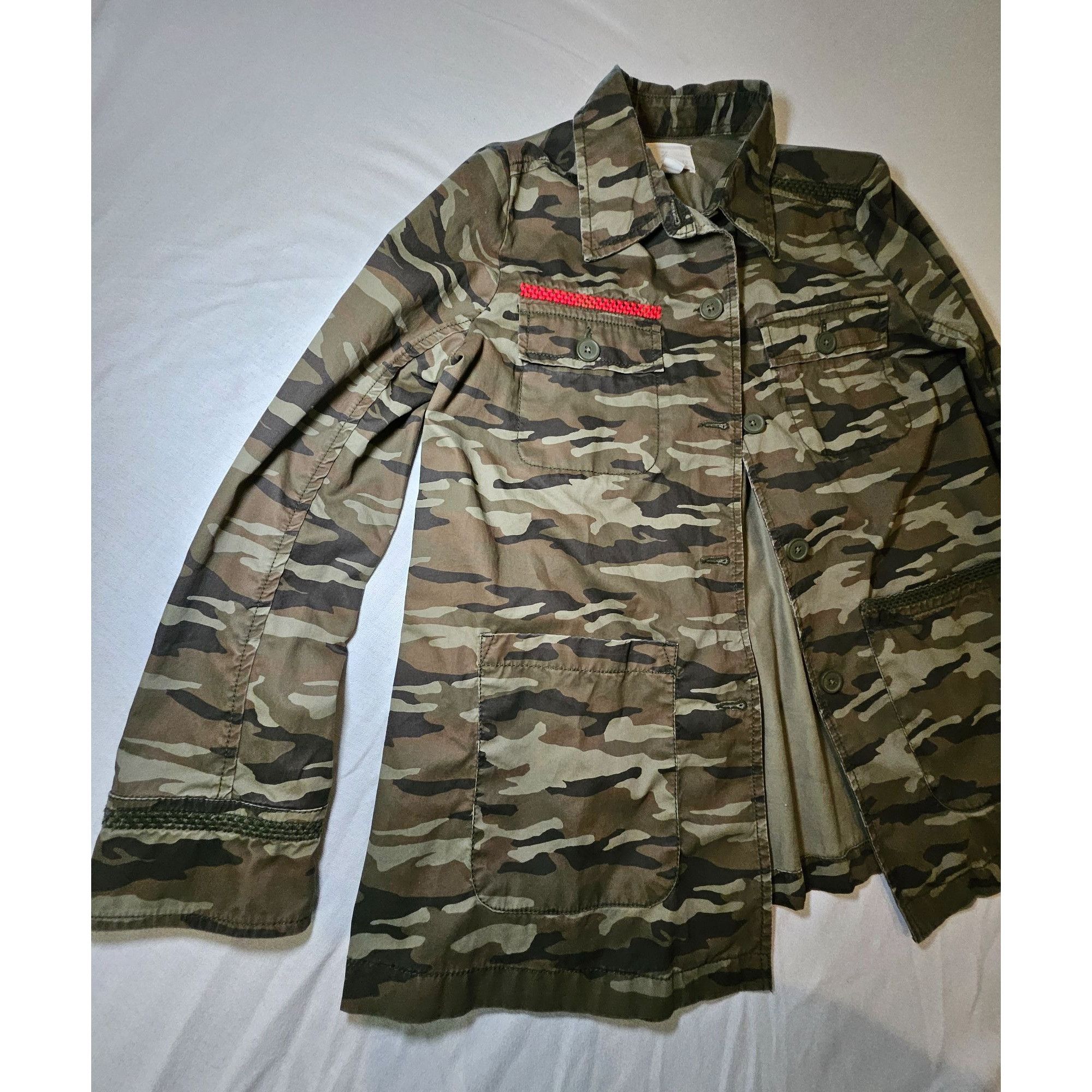 Other Caslon Military Camo Jacket Shacket Womens Medium Embroidere Size M / US 6-8 / IT 42-44 - 2 Thumbnail