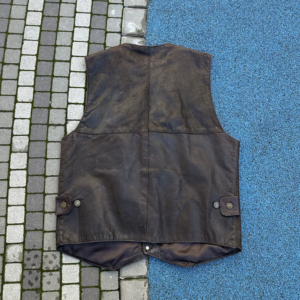 If Six Was Nine × Japanese Brand × Leather Vintage Japanese Style Leather Vest Moto Hype Distressed Size US L / EU 52-54 / 3 - 2 Thumbnail