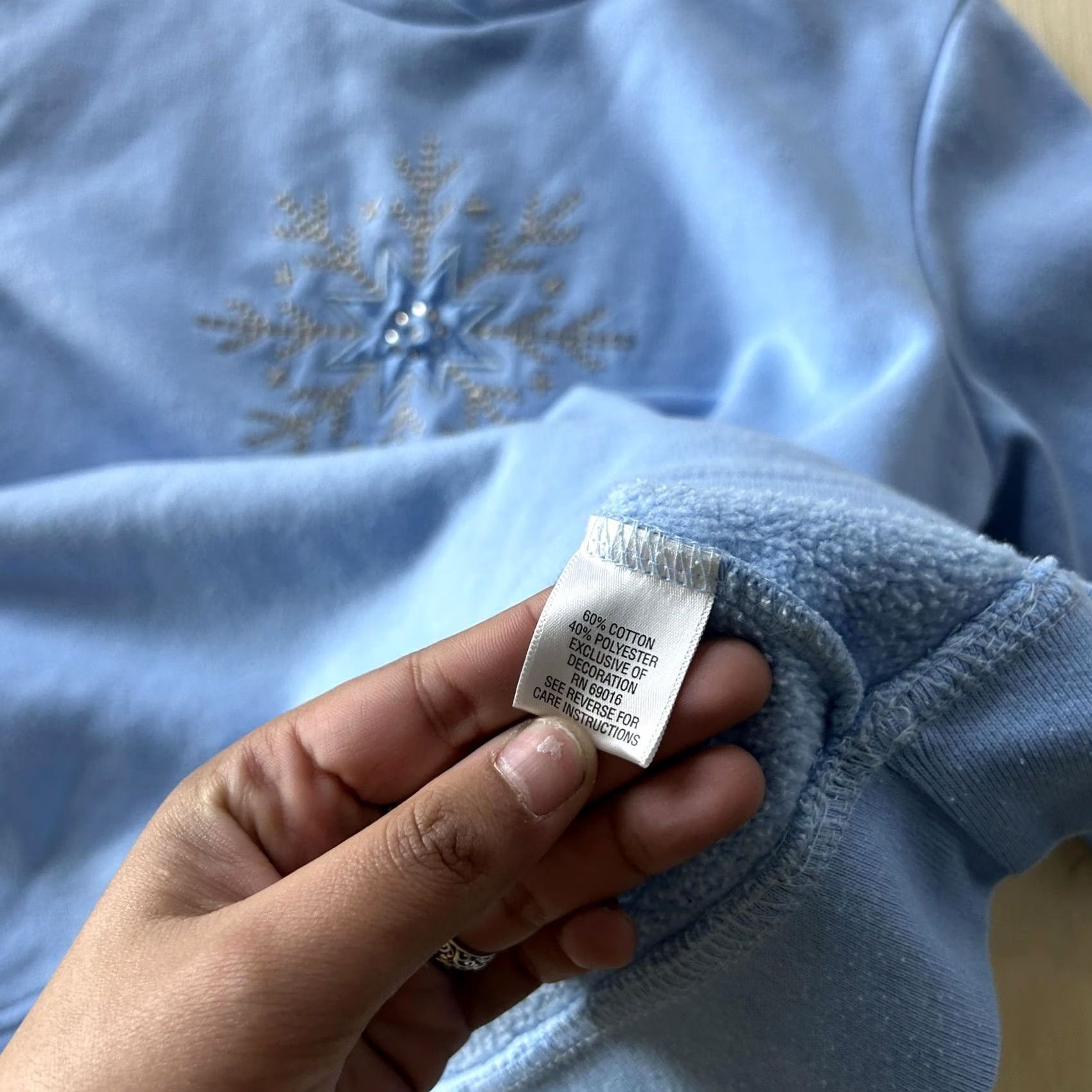 Vintage Studio Works Sport Sweatshirt Womens PL Large Blue Lined Embroidered Snowflake Sweater Crew Neck Long Sleeve Size L / US 10 / IT 46 - 7 Thumbnail