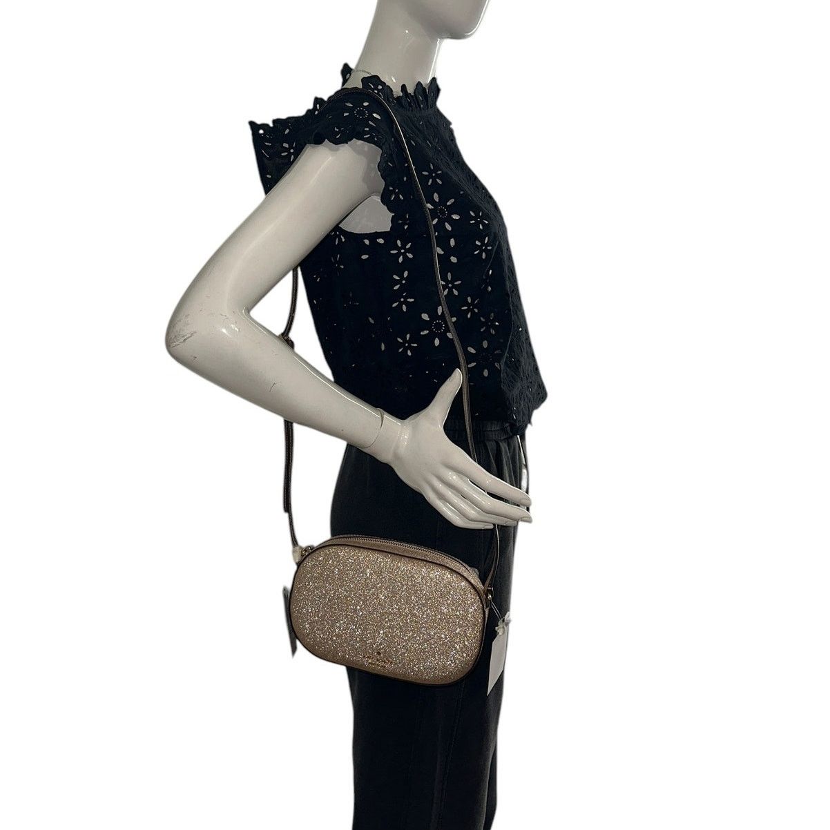 Kate Spade Kate Spade Glimmer Oval Small Camera Bag Gold Glitter Size ONE SIZE - 2 Thumbnail