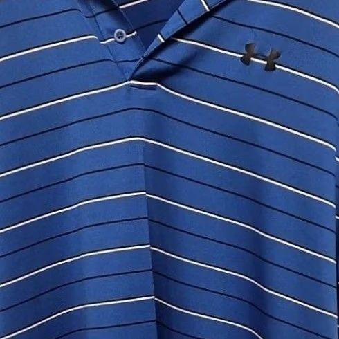 Under Armour Under Armour HeatGear Polo Shirt Men XL Blue Striped Athletic Golf Short Sleeve Collared Pullover Size US XL / EU 56 / 4 - 3 Thumbnail