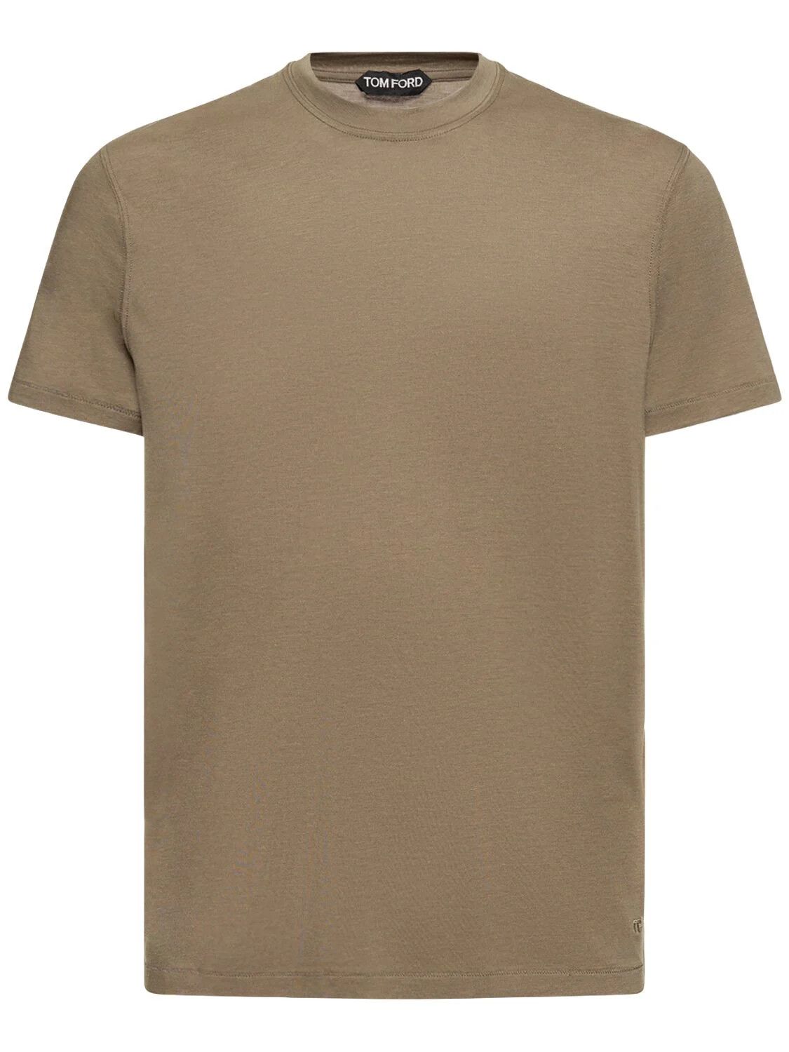 Tom Ford o1s22i1n0125 Cotton Lyocell T-Shirt in Khaki Size US M / EU 48-50 / 2 - 1 Thumbnail