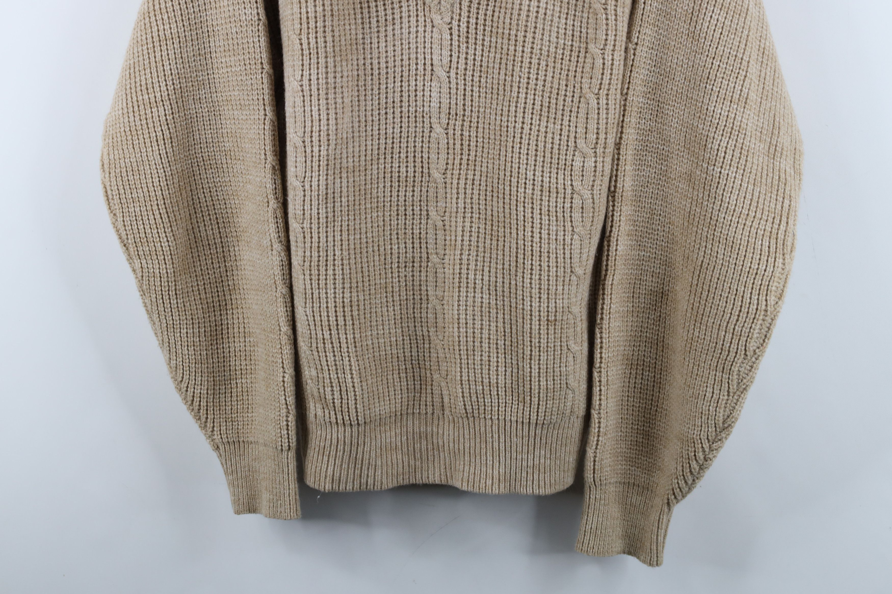 Vintage Vintage 90s Streetwear Ribbed Cable Knit Sweater Beige Size L / US 10 / IT 46 - 3 Thumbnail