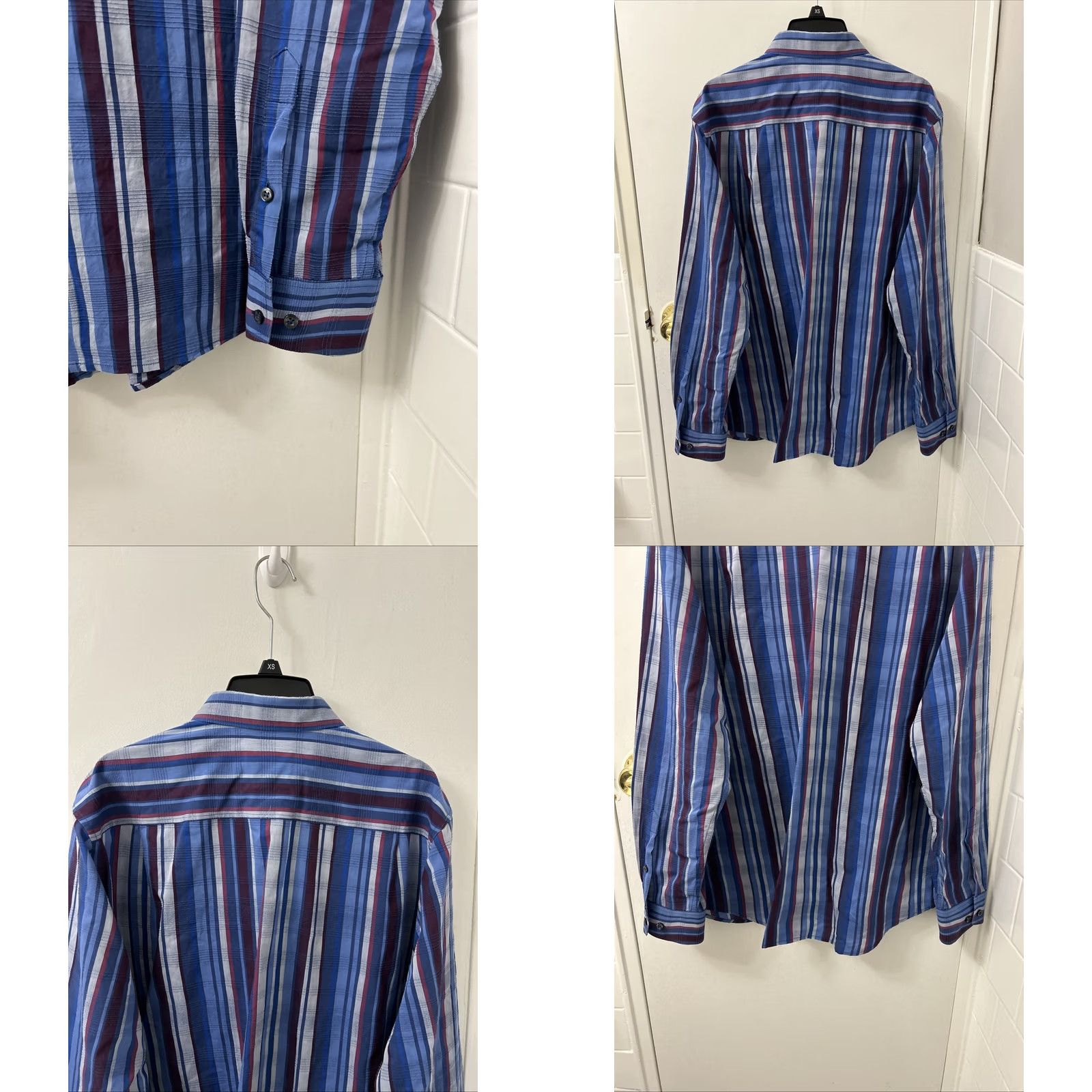 Tommy Bahama Tommy Bahama Shirt Mens Medium Blue Striped Cotton Silk Hawaiian Button Down L/S Size US M / EU 48-50 / 2 - 8 Thumbnail