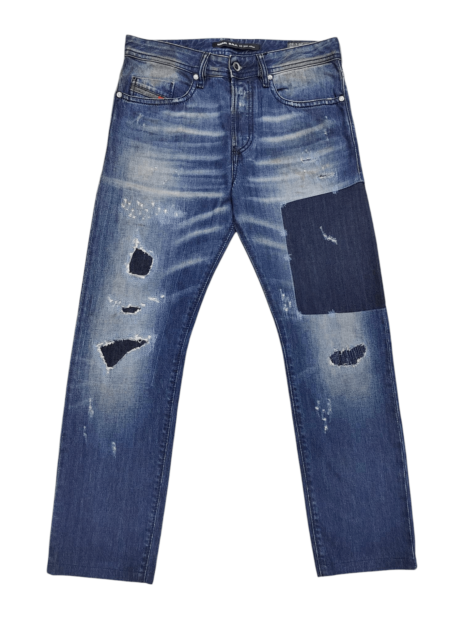 Diesel 💥SS16 Diesel Buster DNA Distressed Pacthwork Mud Wash Jeans Size US 30 / EU 46 - 1 Thumbnail