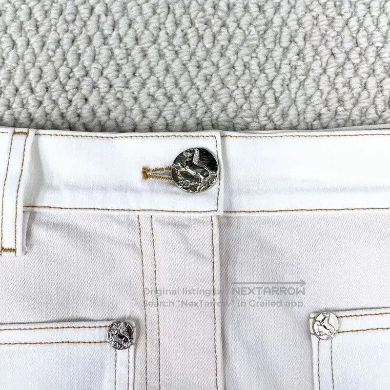 Chanel Chanel White Denim Logo Women's Pants . Size 26" / US 2 / IT 38 - 3 Thumbnail