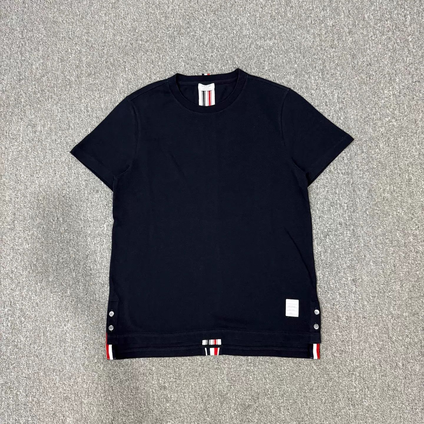 Thom Browne TB Navy Blue Striped Back Short Sleeve 1 95 New Size S / US 4 / IT 40 - 1 Thumbnail