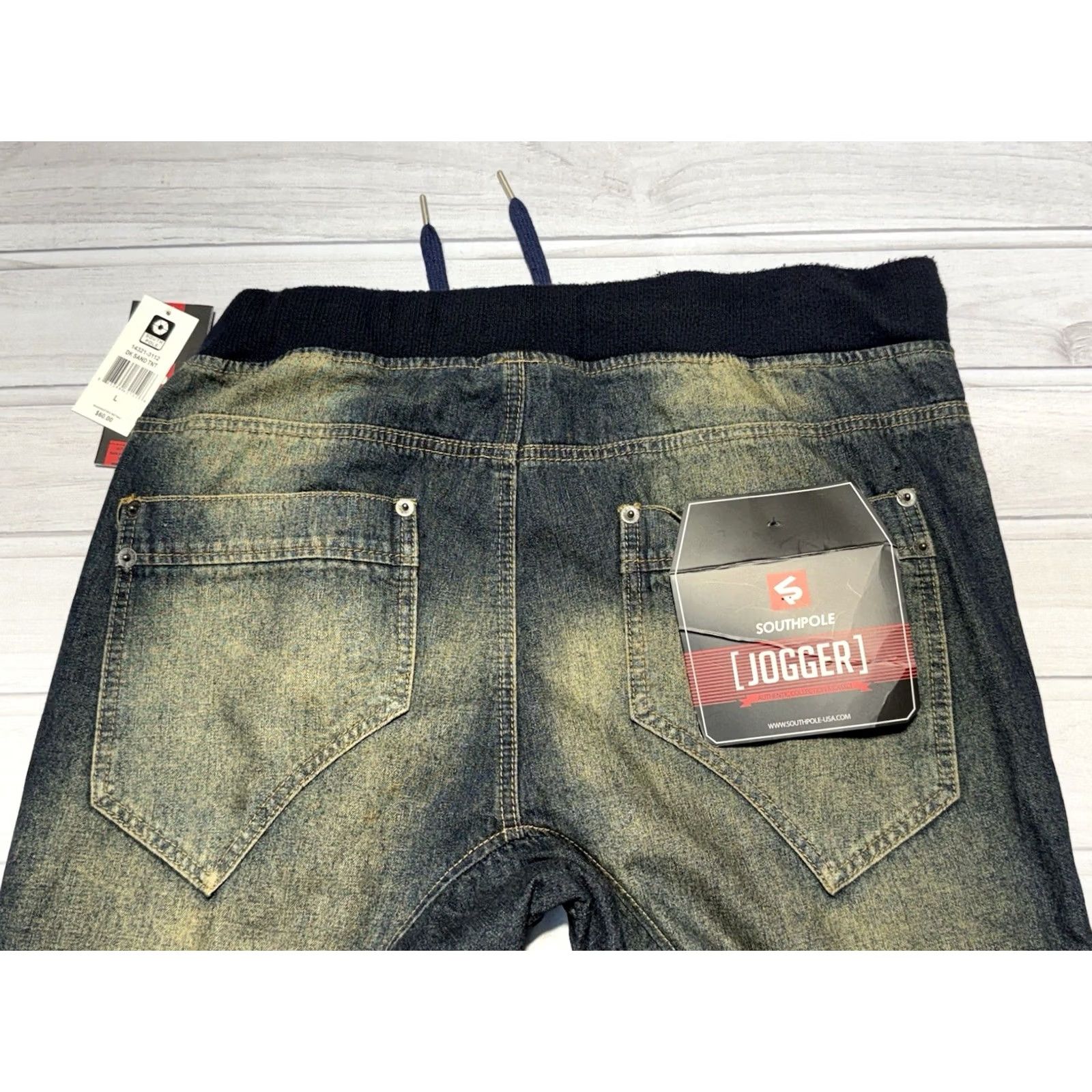 Southpole VINTAGE Southpole Joggers Jeans Denim Acid Wash 90s Hip Hop NWT Mens Large L Blue 36in Inseam 33in Size US 33 - 3 Thumbnail