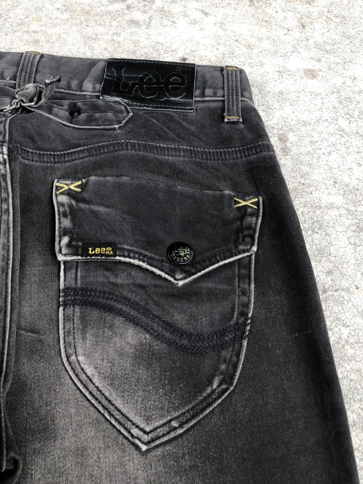 If Six Was Nine Japanese Lee Flared Jeans Distressed Suede Size US 31 - 17 Thumbnail