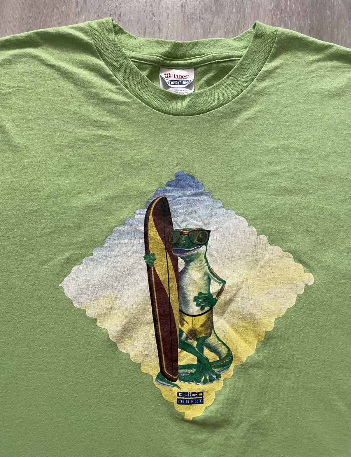 Vintage VTG Y2K Geico Insurance Gecko Surfboard Tee Sz XL Size US XXL / EU 58 / 5 - 1 Thumbnail