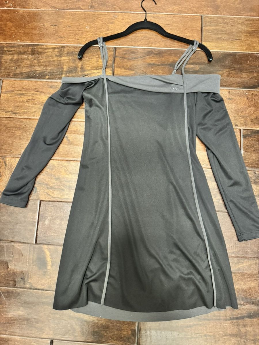 Diesel Diesel Cut Out Shoulder Mini Dress – Black/Grey Long Sleeve Size M / US 6-8 / IT 42-44 - 1 Thumbnail