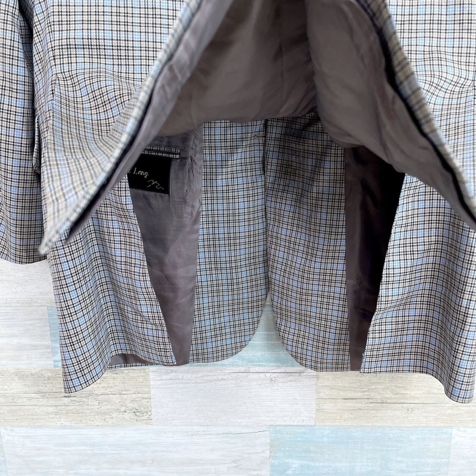 Hickey Freeman Hickey Freeman Plaid Sport Coat Gray Blue Wool Mens 40R Size 40R - 6 Thumbnail