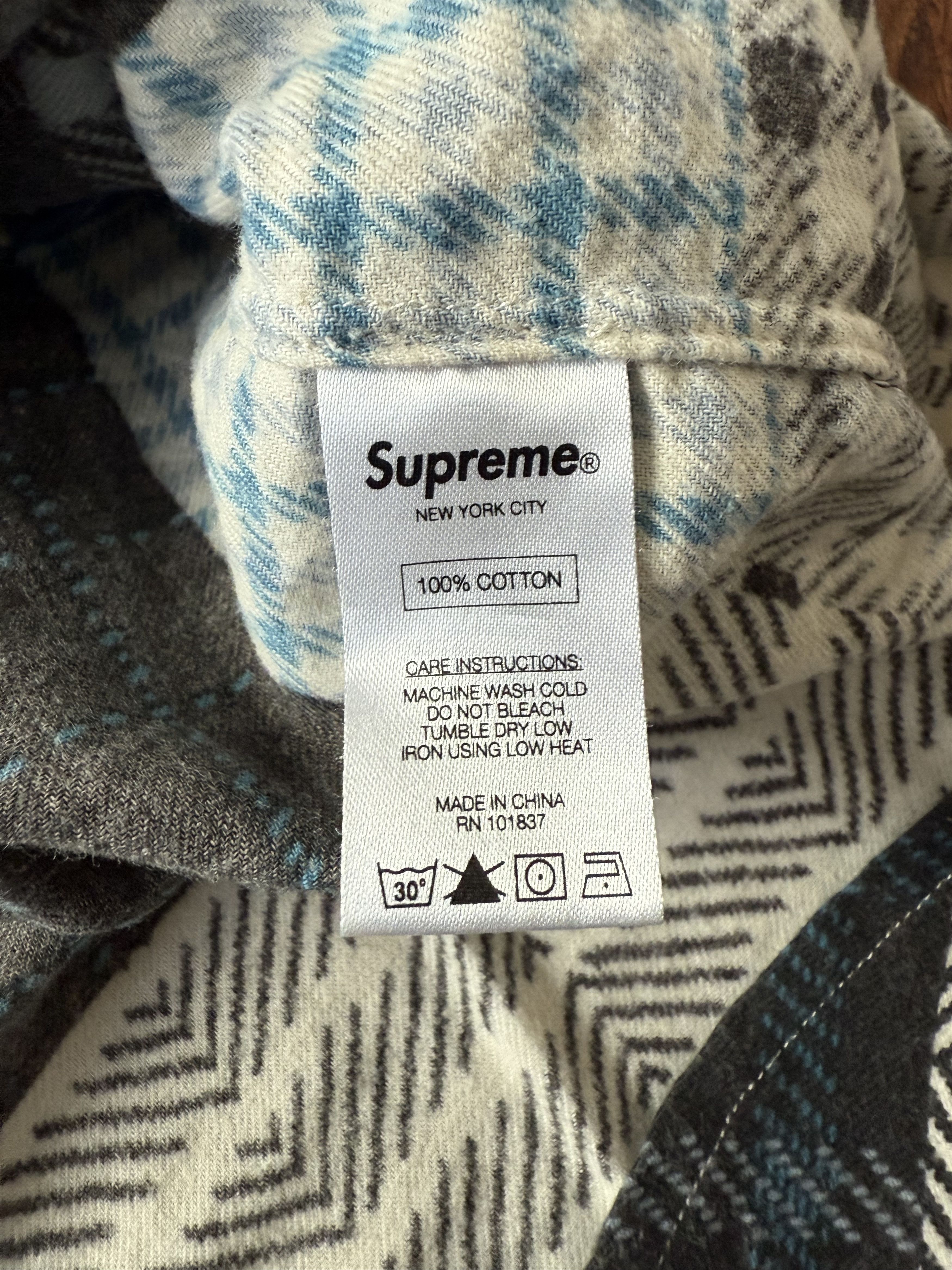 Supreme Supreme Patchwork Flannel Button Shirt 2015 Blue Plaid Size US M / EU 48-50 / 2 - 6 Thumbnail
