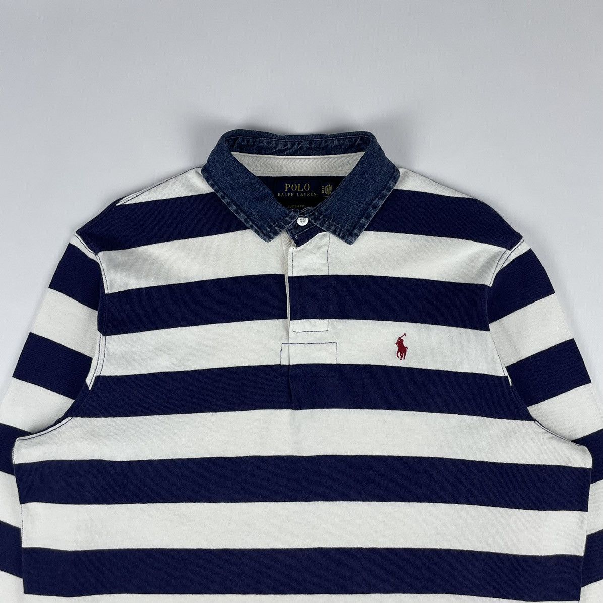 Polo Ralph Lauren Polo Ralph Lauren Vintage Rugby Striped Long Sleeve Size US XL / EU 56 / 4 - 3 Thumbnail