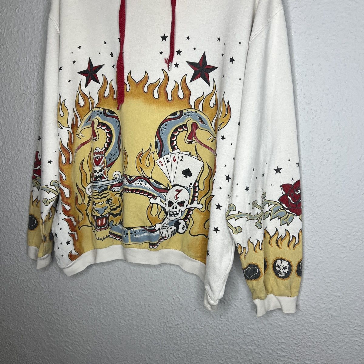Affliction × Japanese Brand FISHBONE OVERPRINT BOXY RARE HOODIE rap hip hop Y2K STYLE Size US L / EU 52-54 / 3 - 3 Thumbnail