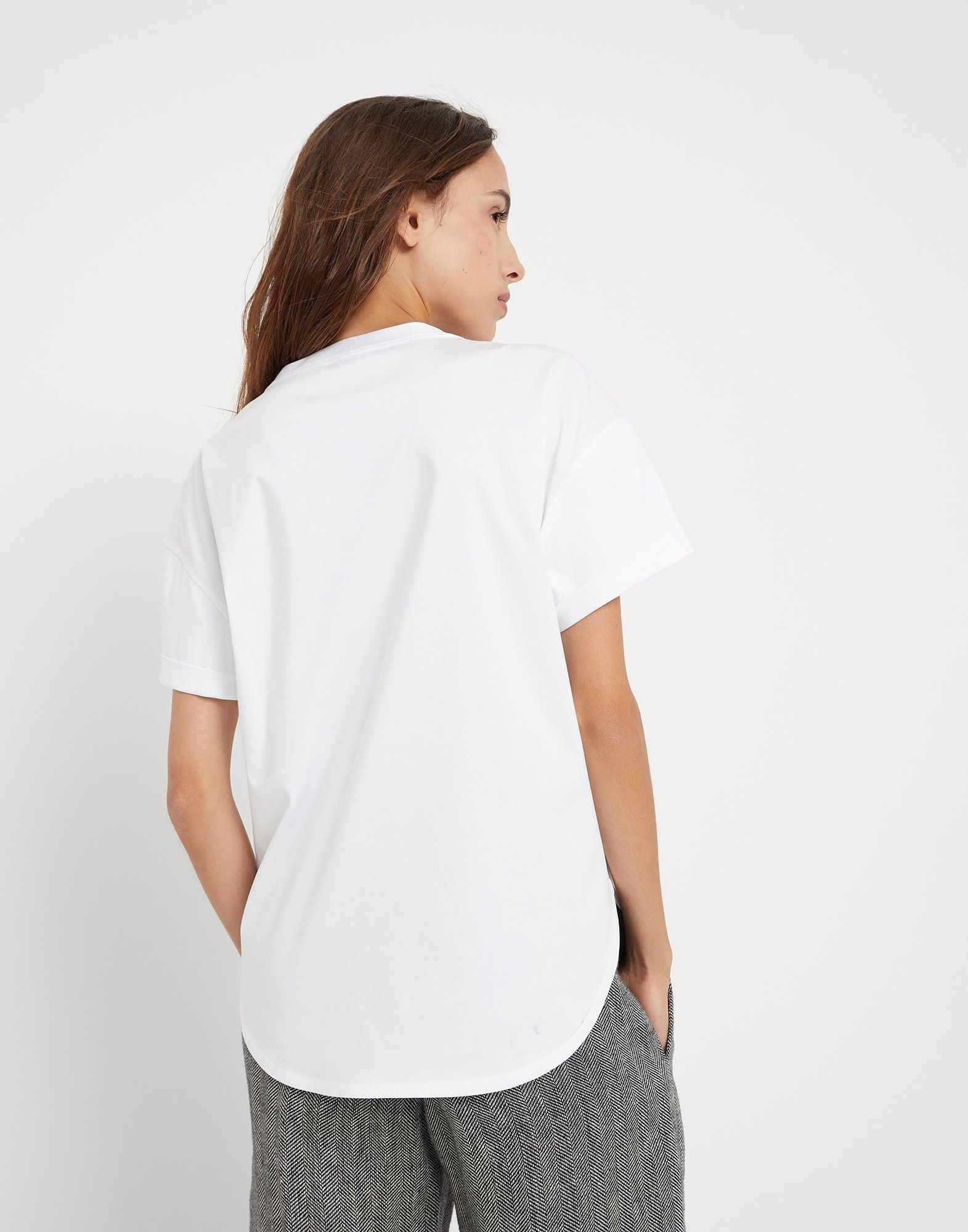 Brunello Cucinelli o1w1db10825 Blouse in White Size S / US 4 / IT 40 - 2 Thumbnail