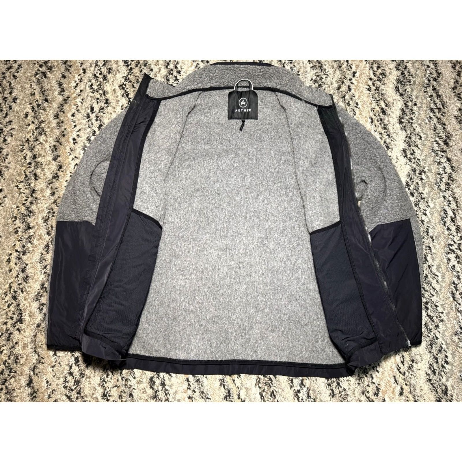 Vintage AETHER Narrows Jacket Men L Wool Fleece Deep Pile Gray Black Size US L / EU 52-54 / 3 - 4 Thumbnail