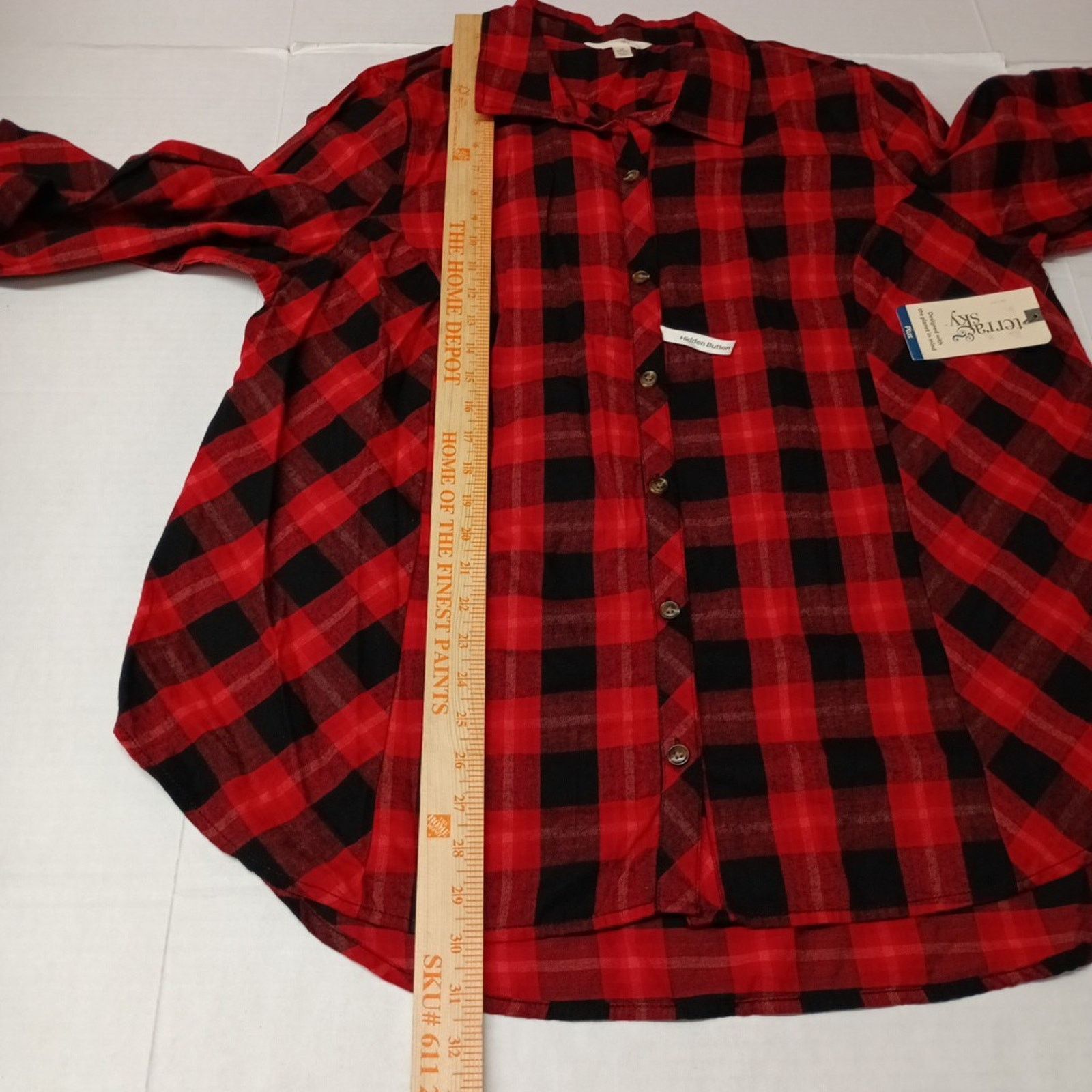 Other Terra & Sky Shirt Women's 1X (16W-18W) Red Black Plaid Size XL / US 12-14 / IT 48-50 - 6 Thumbnail