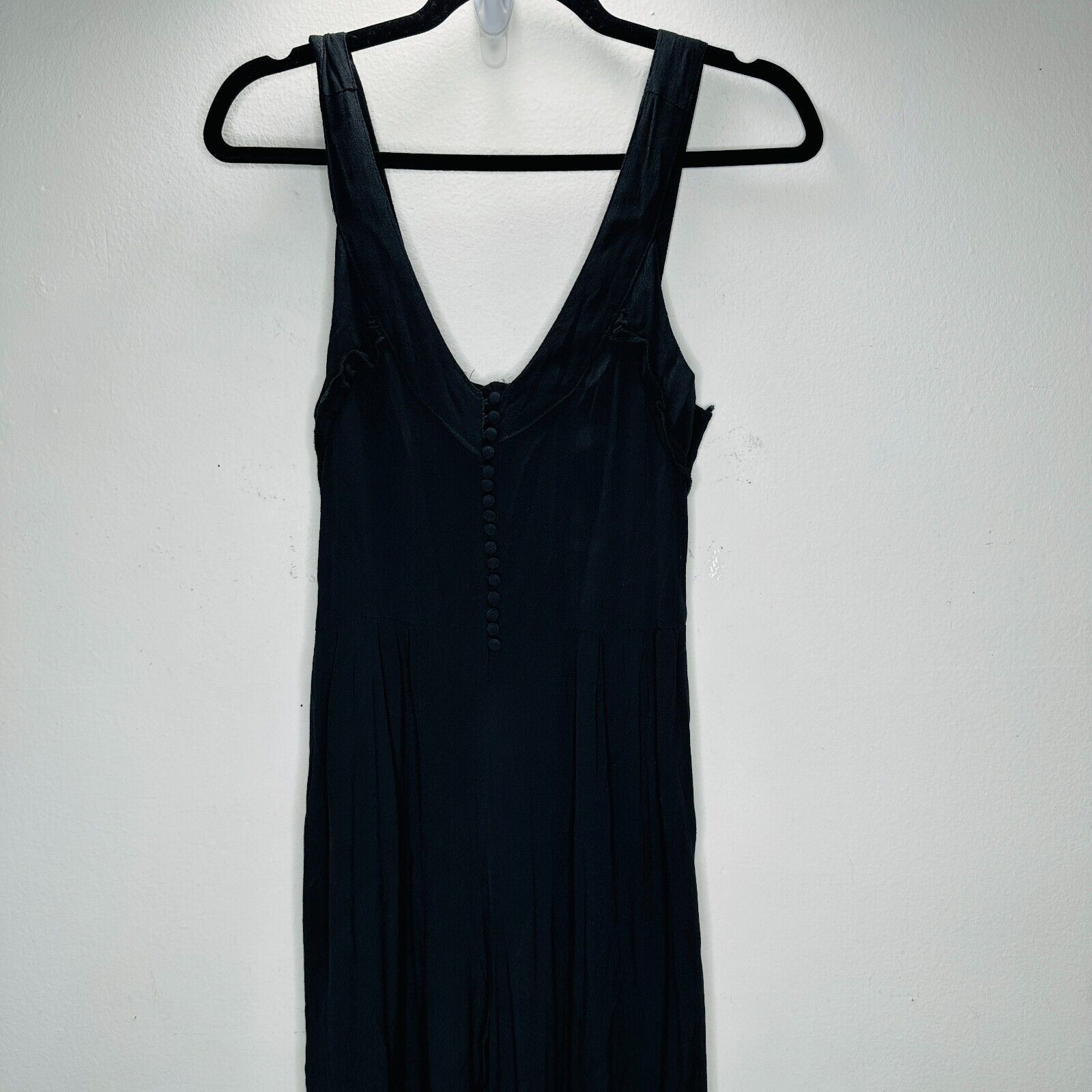 Other Taylor & Sage Black V Neck Button Front Wide Leg Jumpsuit S Size 26" / US 2 / IT 38 - 6 Thumbnail