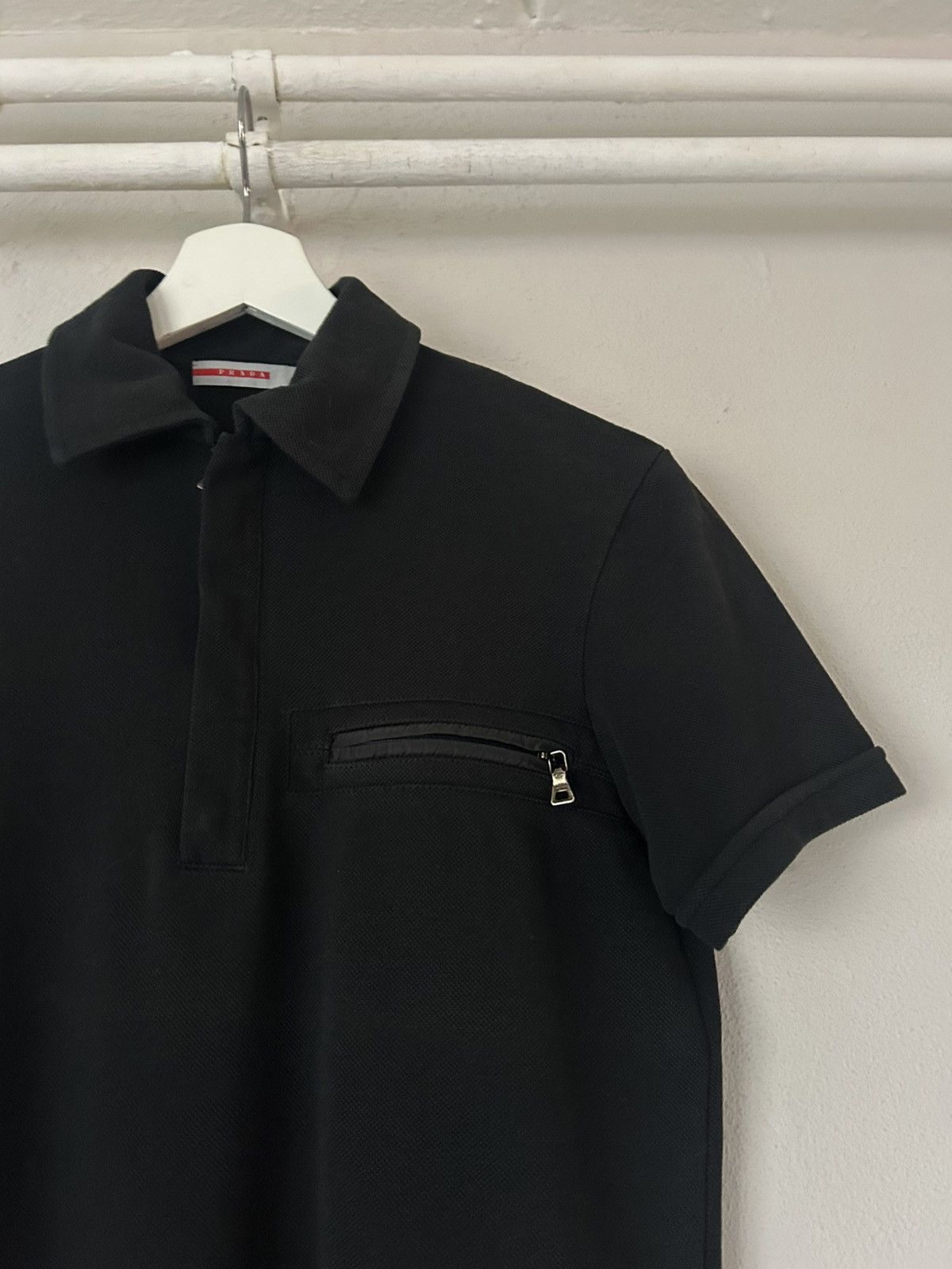 Prada Prada Linea Rossa Polo Shirt XS Black with Zip Pocket Detail Size US XS / EU 42 / 0 - 3 Thumbnail