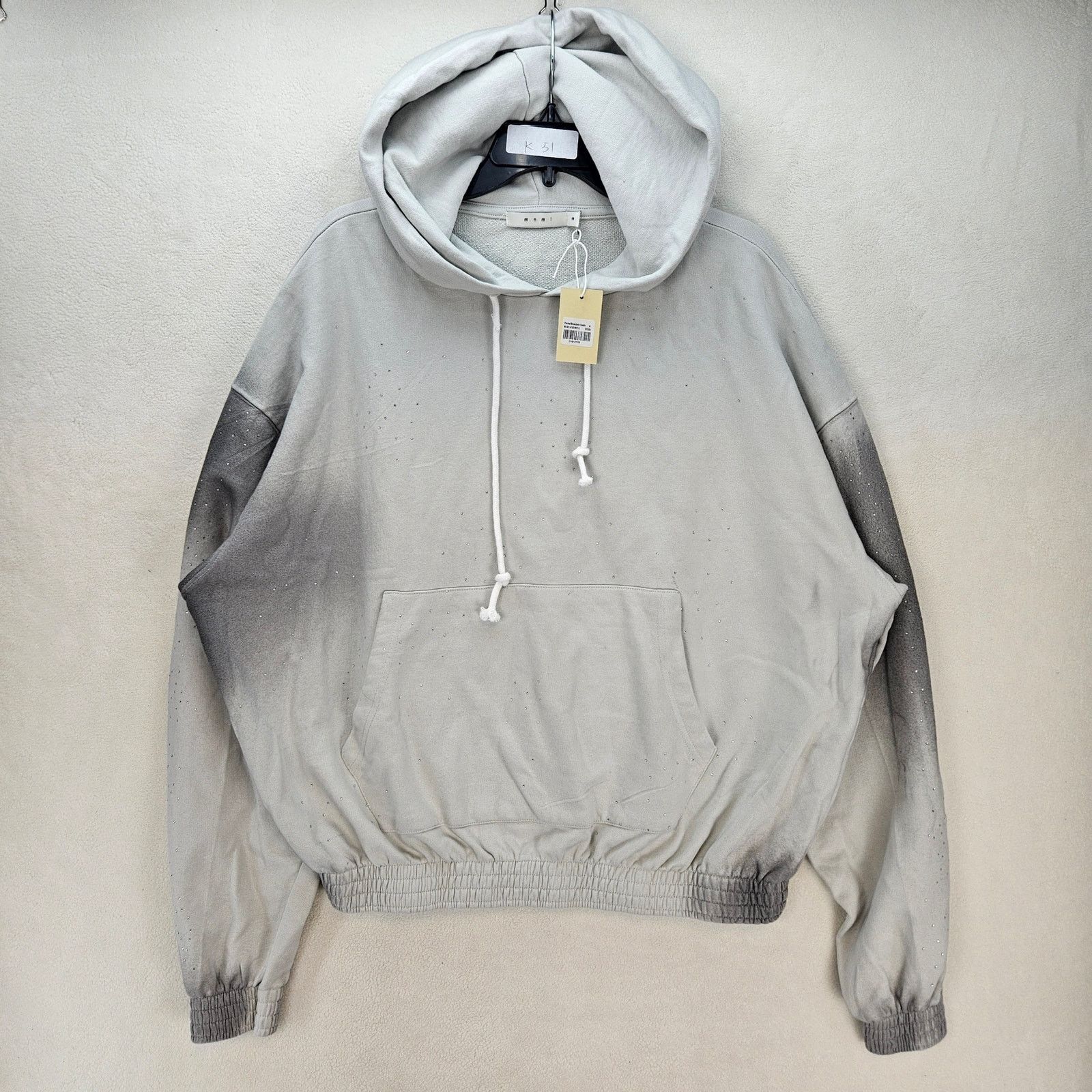 MNML MNML MEN'S MEDIUM WHITE PAINTED RHINESTONE PULLOVER HOODIE Size US M / EU 48-50 / 2 - 1 Thumbnail