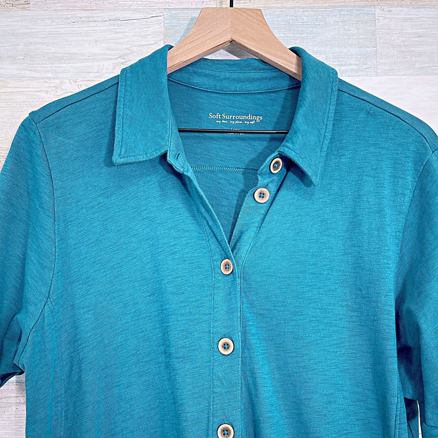 Soft Surroundings Soft Surroundings Filipa Shirt Dress Teal Blue Womens Large Size L / US 10 / IT 46 - 3 Thumbnail