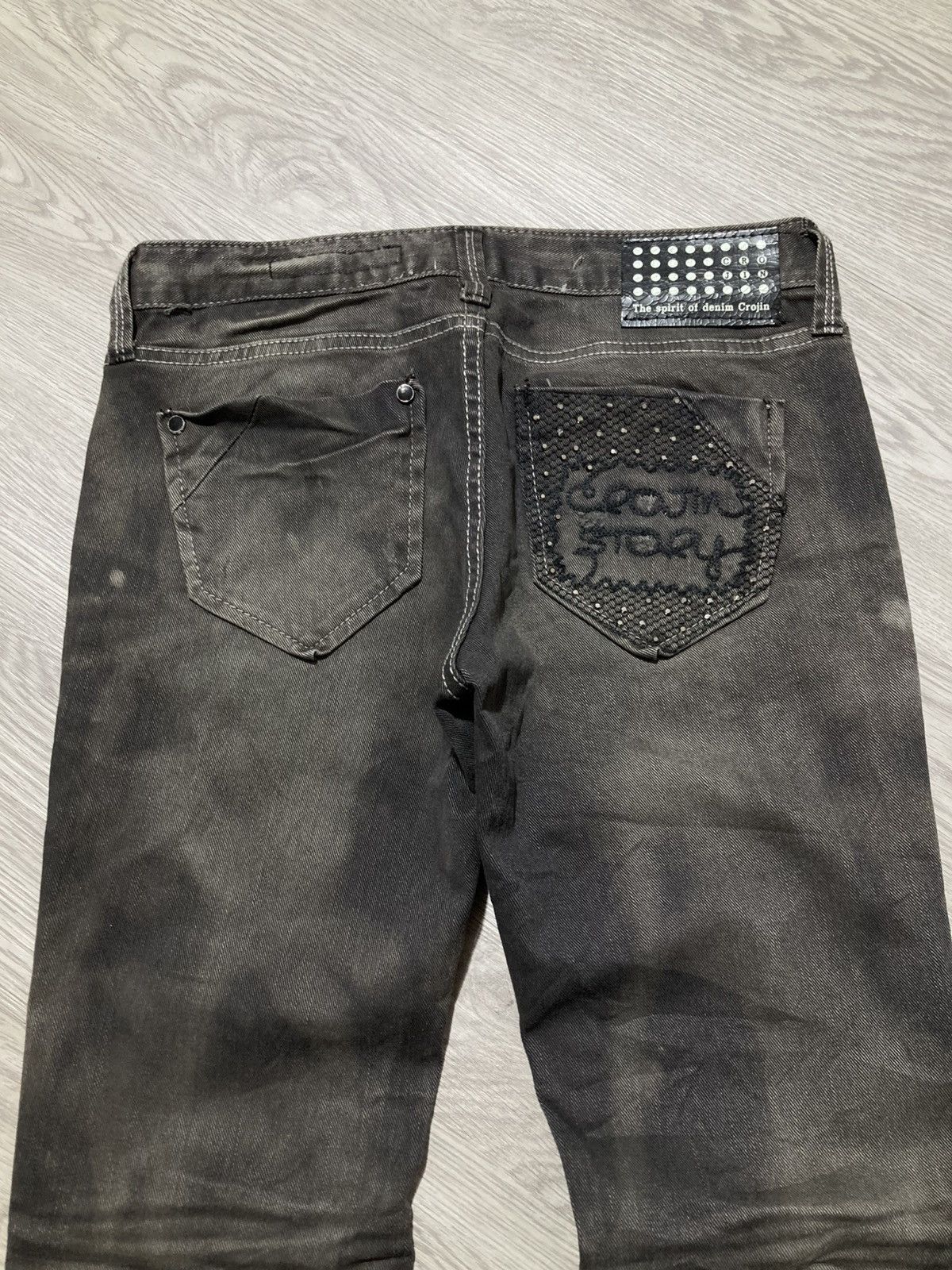 Tornado Mart 2000s Crown Denim Ripped Clawmark Denim Jeans Punk Gothic Size US 27 - 3 Thumbnail