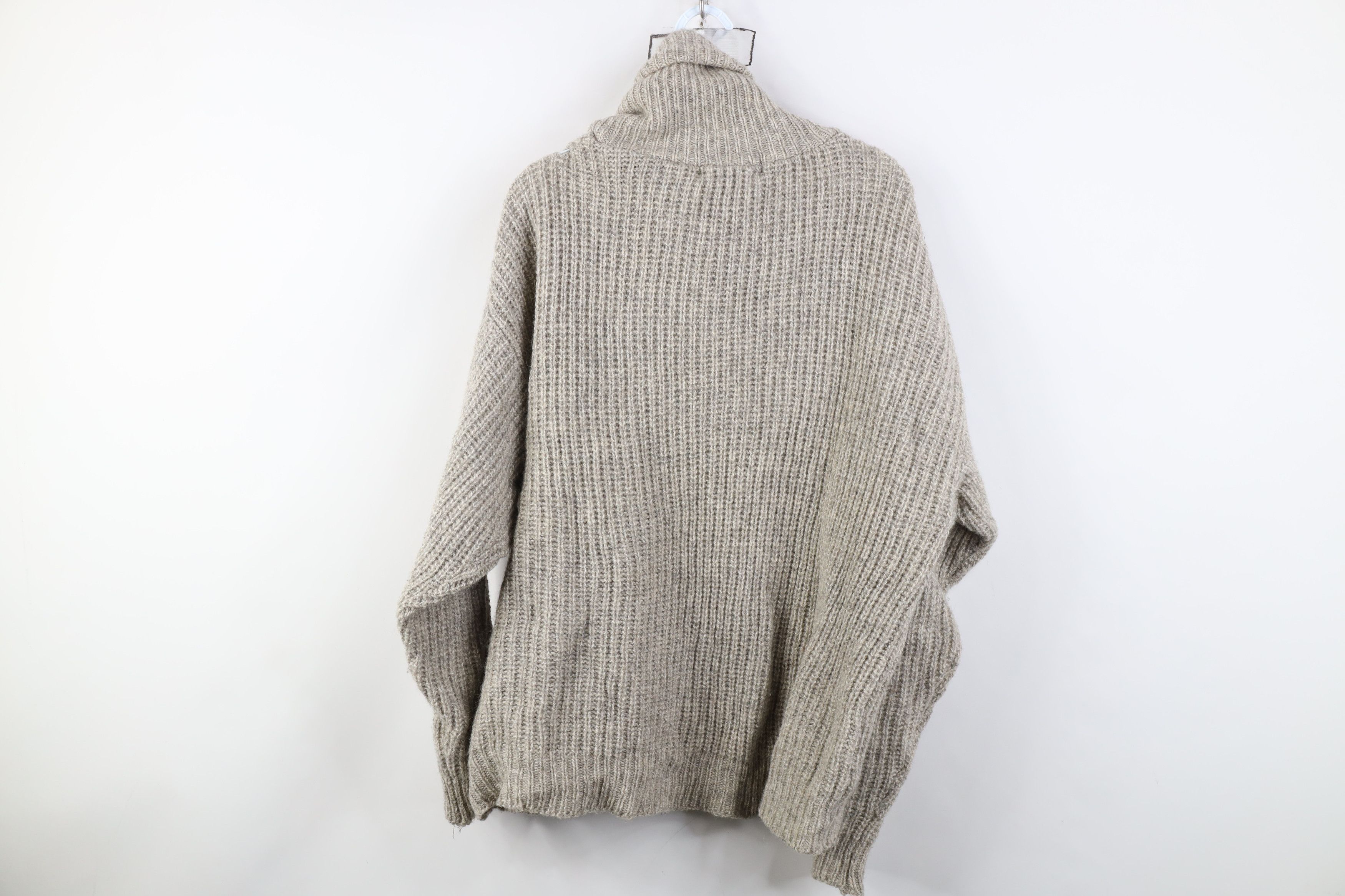 Eddie Bauer Vintage 90s Eddie Bauer Ribbed Knit Shawl Sweater Beige Size US L / EU 52-54 / 3 - 9 Thumbnail