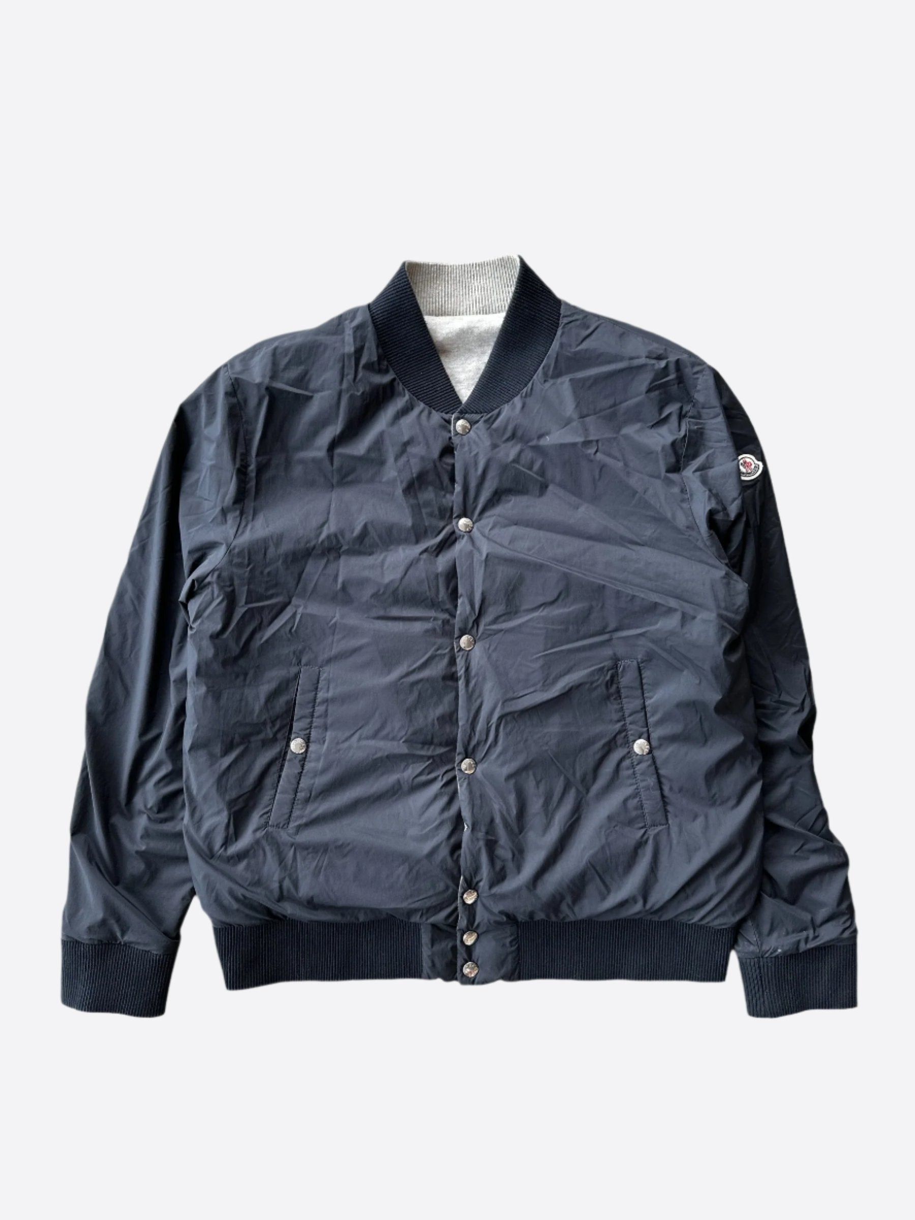 Moncler Black Grey Maglia Reversible Bomber Jacket