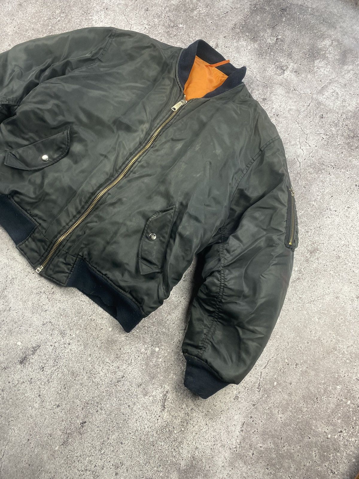Vintage 90s Boxy MA-1 Military Reversible FADED Bomber DISTRSSED Size US L / EU 52-54 / 3 - 2 Thumbnail