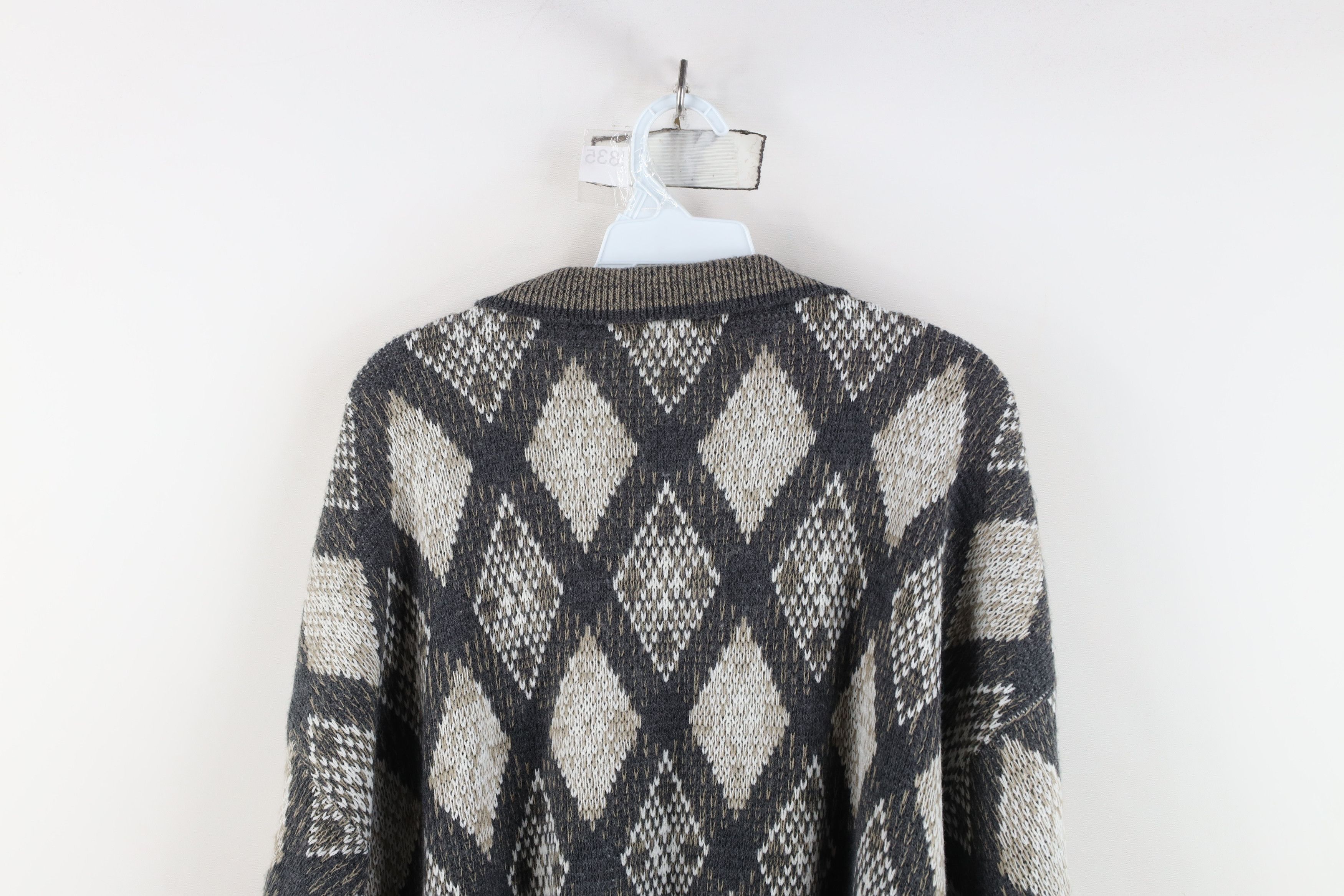 Vintage Vintage 90s Streetwear Argyle Diamond Knit Collared Sweater Size US XXL / EU 58 / 5 - 11 Thumbnail