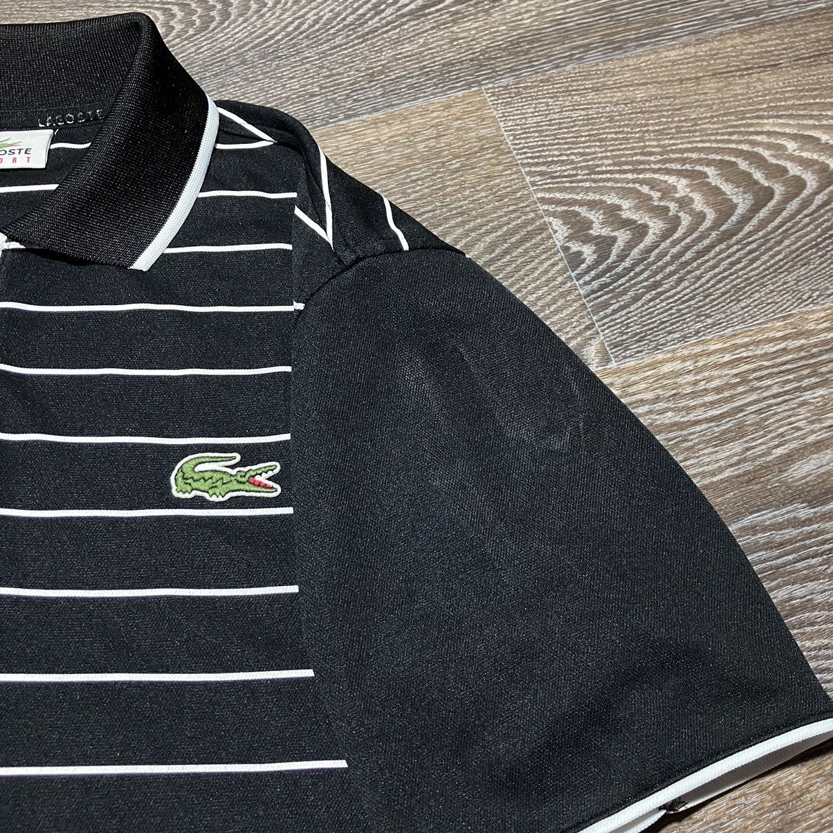 Lacoste Vintage LACOSTE Sport 1/3 Zip Black/White Striped Polo Shirt Size US L / EU 52-54 / 3 - 6 Thumbnail