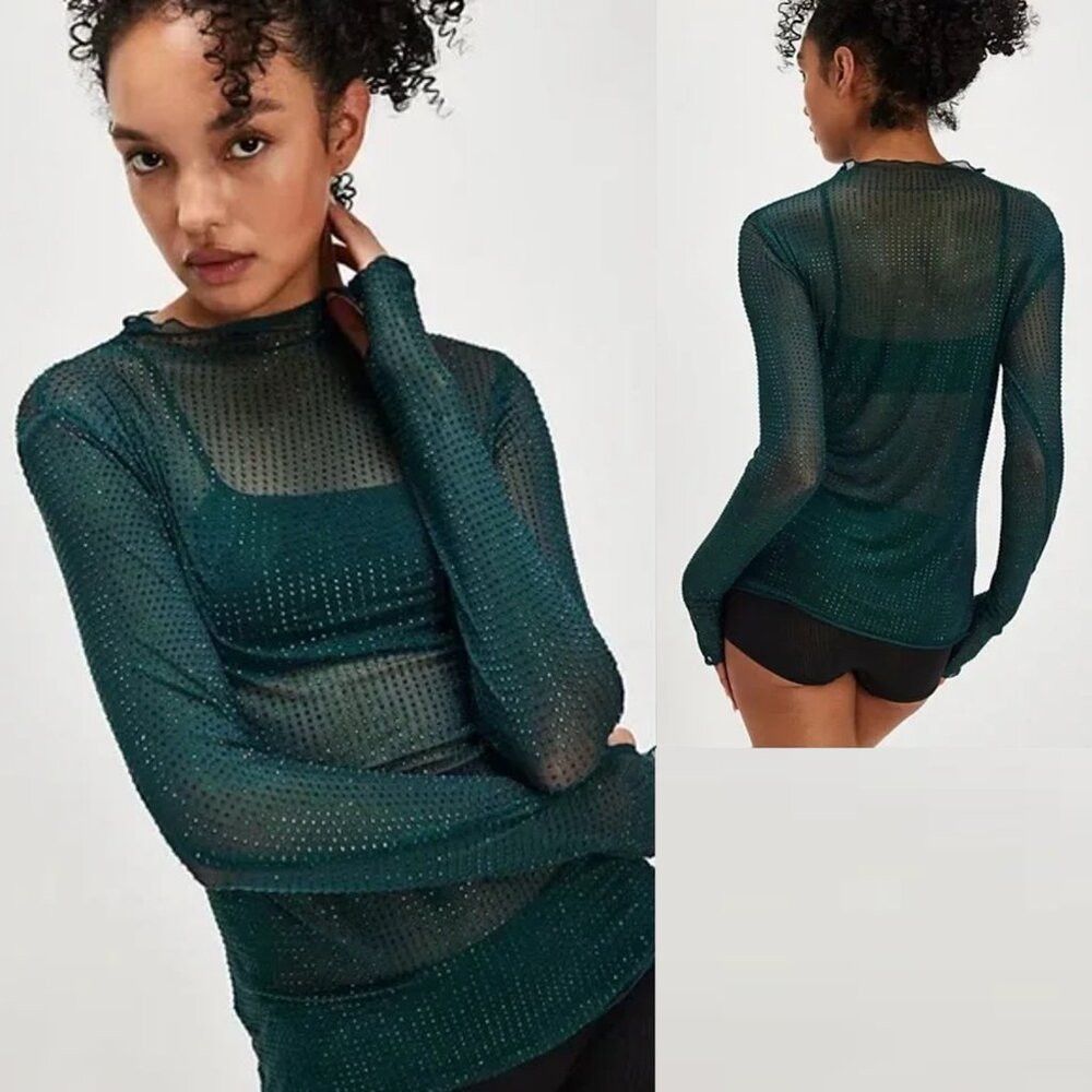 Free People NWT New $98 Free People Dance All Night Long Sleeve Green T Size S / US 4 / IT 40 - 1 Thumbnail
