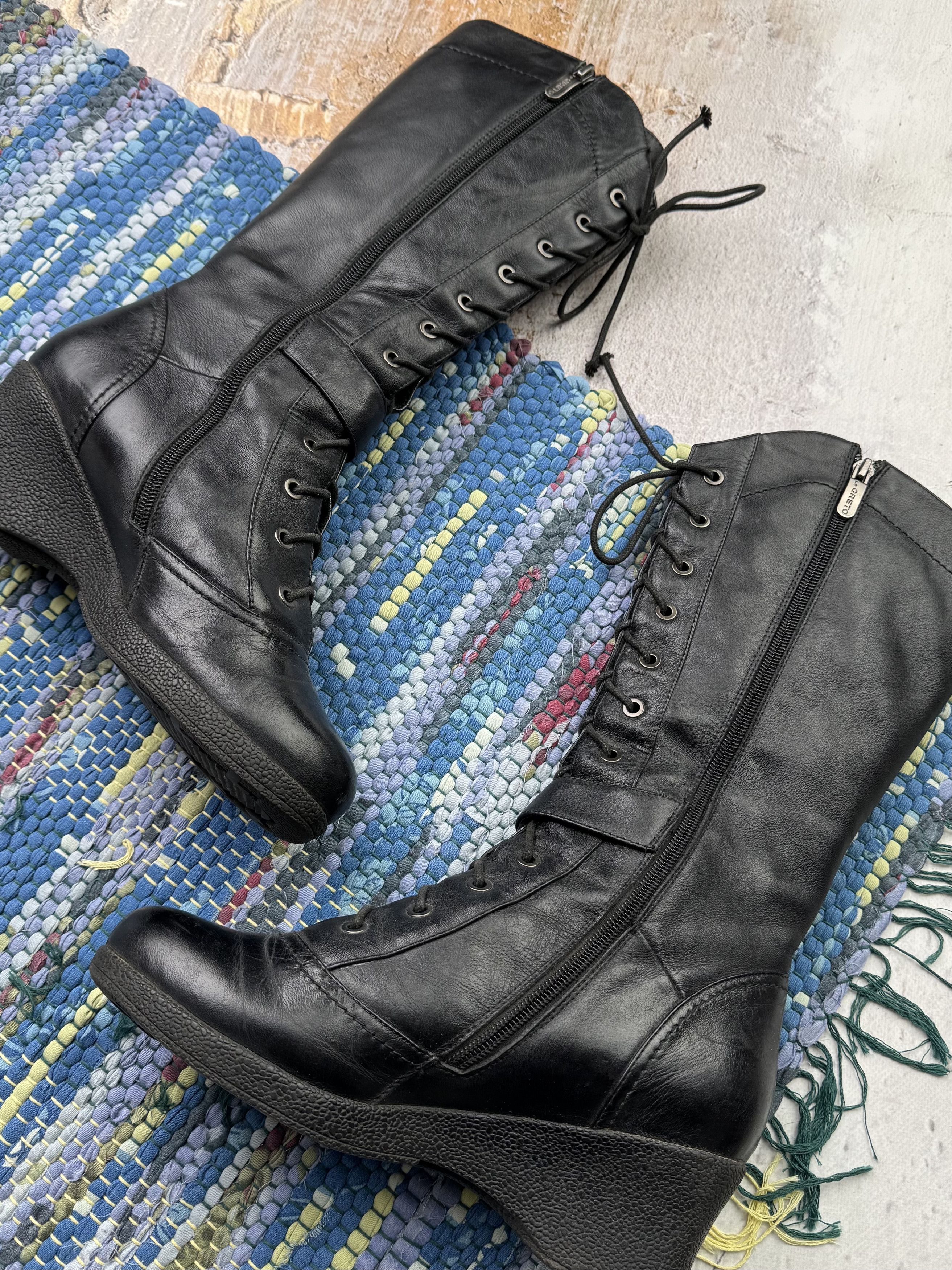Japanese Brand Vintage Leather Boots With Straps A650D7(564) Size US 9 / IT 39 - 4 Thumbnail