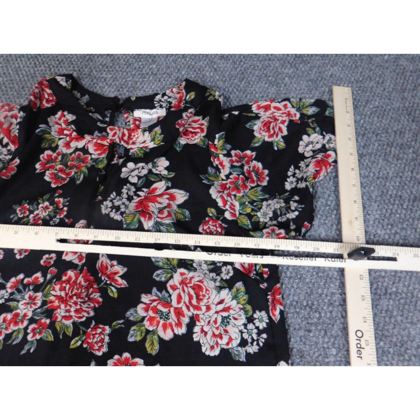 Vintage Persaya Womens Blouse Small black floral pullover Size S / US 4 / IT 40 - 5 Thumbnail