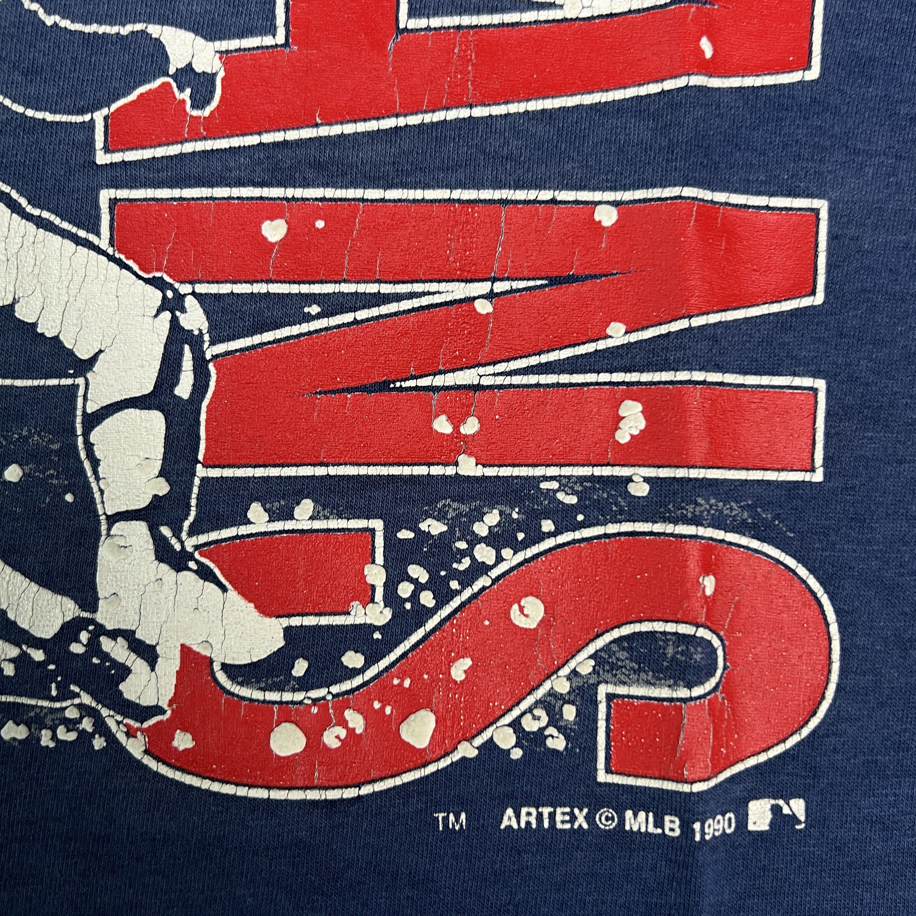 MLB VTG 1990 Cleveland Indians T Shirt Single Stitch Sun Faded Size US XL / EU 56 / 4 - 7 Thumbnail