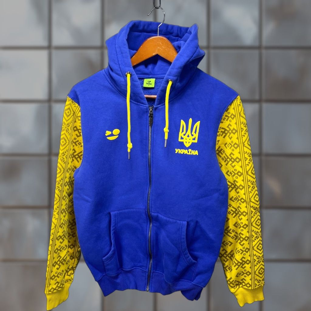 Vintage VINTAGE Ukraine Zip Up Hoodie Small Crest Liita Shirt Mens S Blue Cotton Regular Full Zip Winter Spring Fall Size US S / EU 44-46 / 1 - 1 Thumbnail