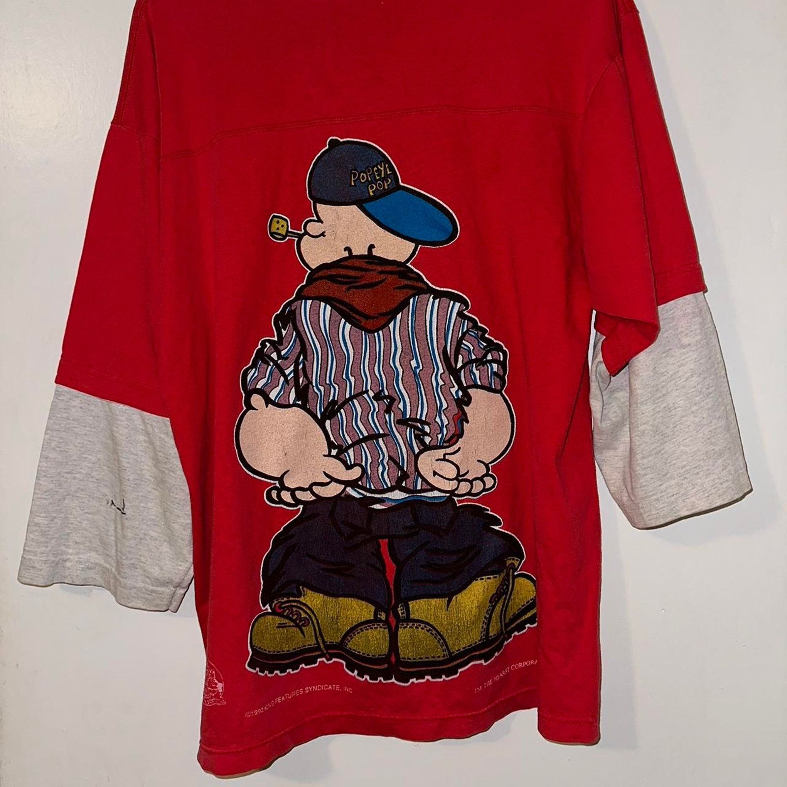 Signal Sport × Vintage RARE Vintage 1993 Popeye Double Layered T Shirt size L Size US L / EU 52-54 / 3 - 5 Thumbnail