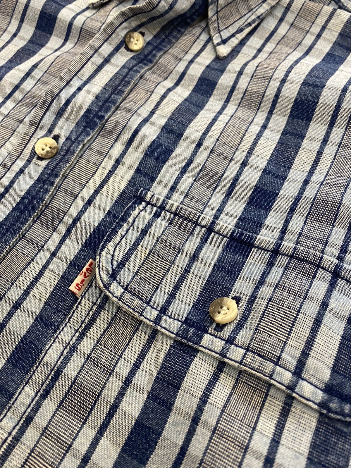 Levi's Vintage Levi's Denim Checkered Oversized Shirt Long Sleeve Size US L / EU 52-54 / 3 - 4 Thumbnail