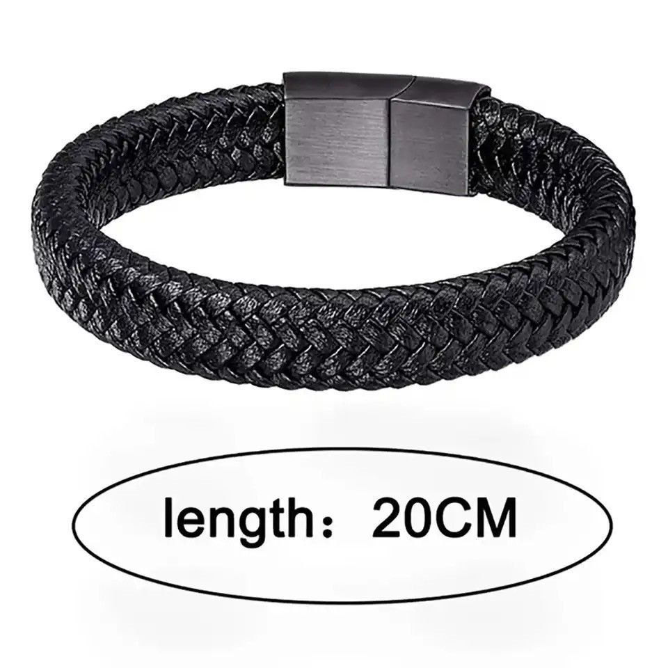 Other Black PU Leather Magnetic Bracelet Men's Size ONE SIZE - 3 Thumbnail
