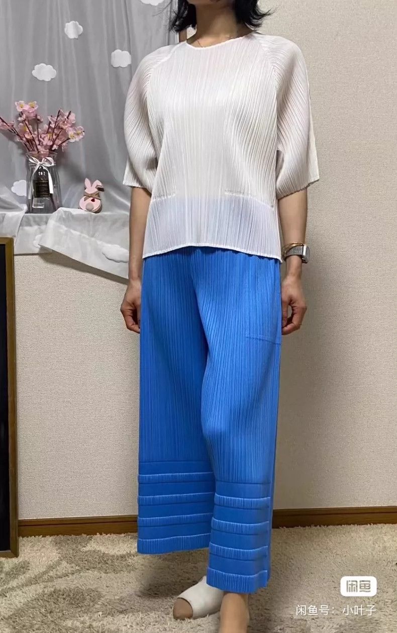 Issey Miyake issey miyake size:3 Blue bamboo-joint pants 2505-Nextarrow Size 42" / US 20 - 7 Thumbnail