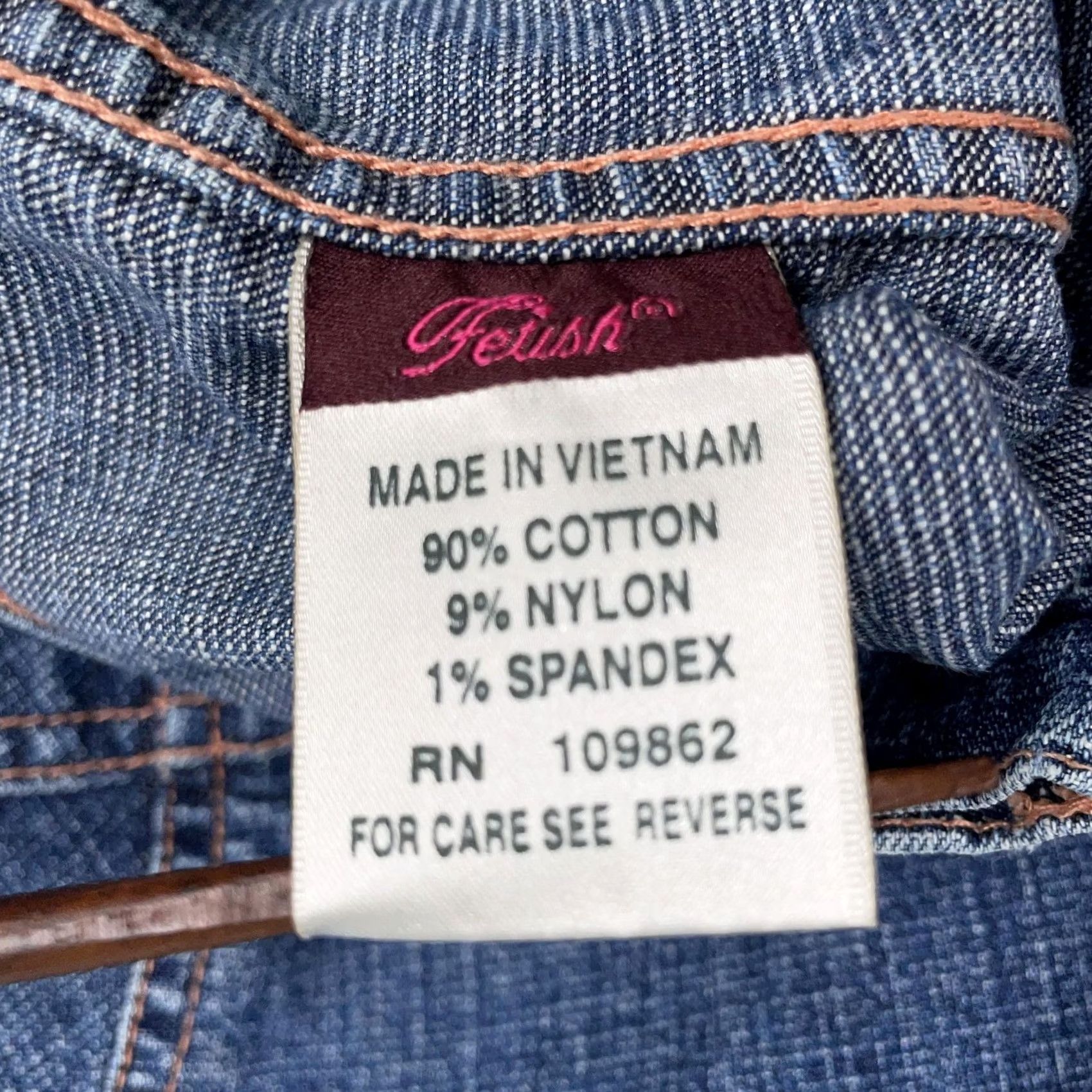 Denime Fetish Denim Jacket Womens Small Blue Jean Fitted Button Front Western Style 90s Casual Mens Womens Girls Boys Size 28" / US 6 / IT 42 - 5 Thumbnail