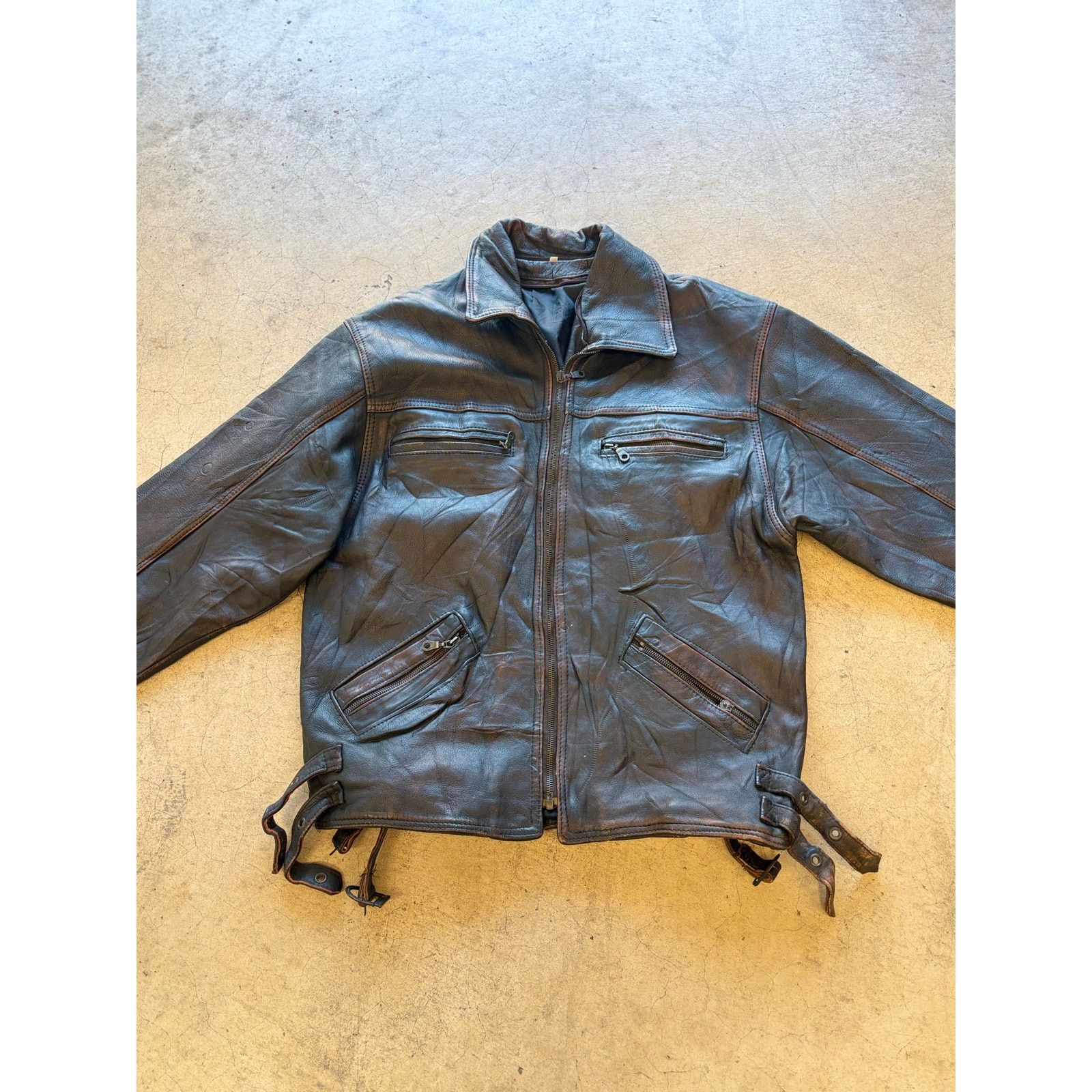 Vintage Vintage Brown Leather Boxy Racing Jacket Unisex M Size US M / EU 48-50 / 2 - 7 Thumbnail