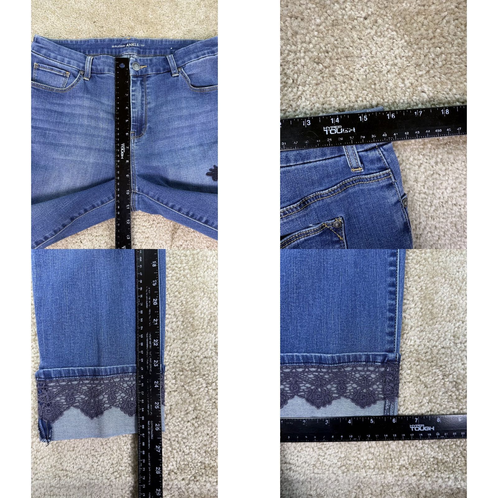 Vintage Chicos Platinum Ankle Jeans Womens Size 6 Blue Lace Stretch 0.5 US B531 Size 28" / US 6 / IT 42 - 9 Thumbnail