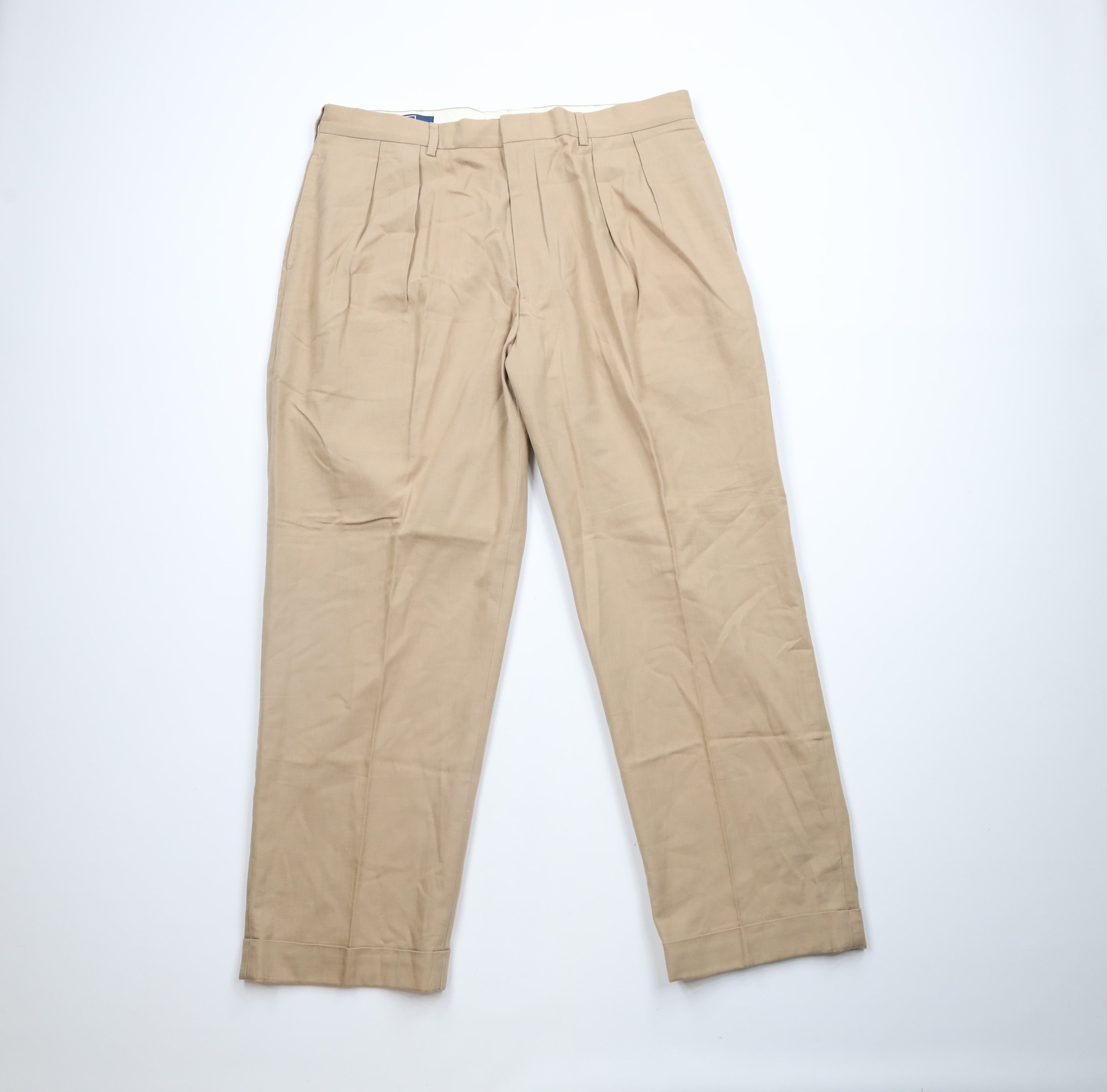 Ralph Lauren × Vintage Vintage 90s Ralph Lauren Pleated Wide Leg Chino Pants Size US 38 / EU 54 - 1 Thumbnail