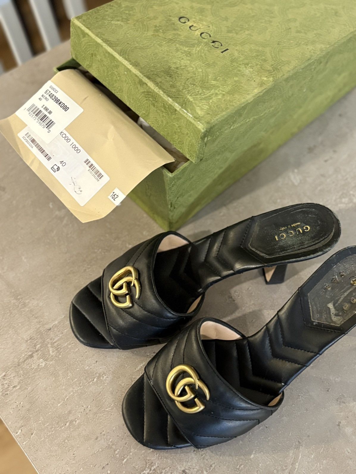 Gucci Gucci Marmont Double G Black Leather Heeled Sandals Size 40 Size US 9 / IT 39 - 4 Thumbnail