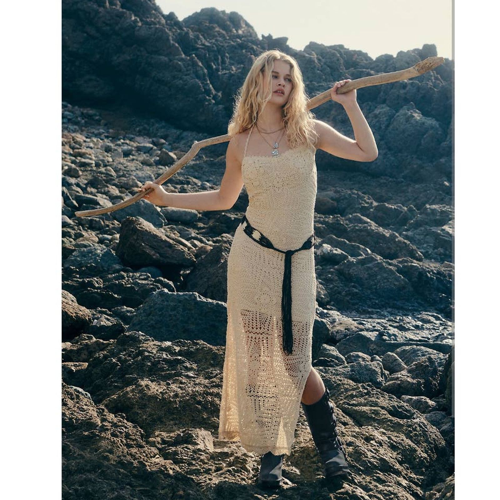 Free People New Free People Dahlia Chrochet Bodycon Maxi Dress $168 Sz M Size M / US 6-8 / IT 42-44 - 1 Thumbnail
