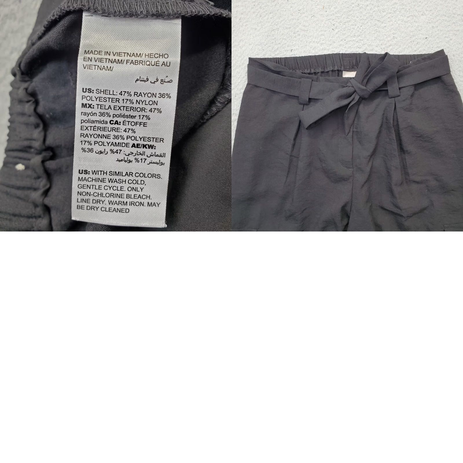 Vintage Chico's Paperbag Pants Women's 10R Black Pleated Utility Pocket Straight Leg Shirt Size 32" / US 10 / IT 46 - 8 Thumbnail