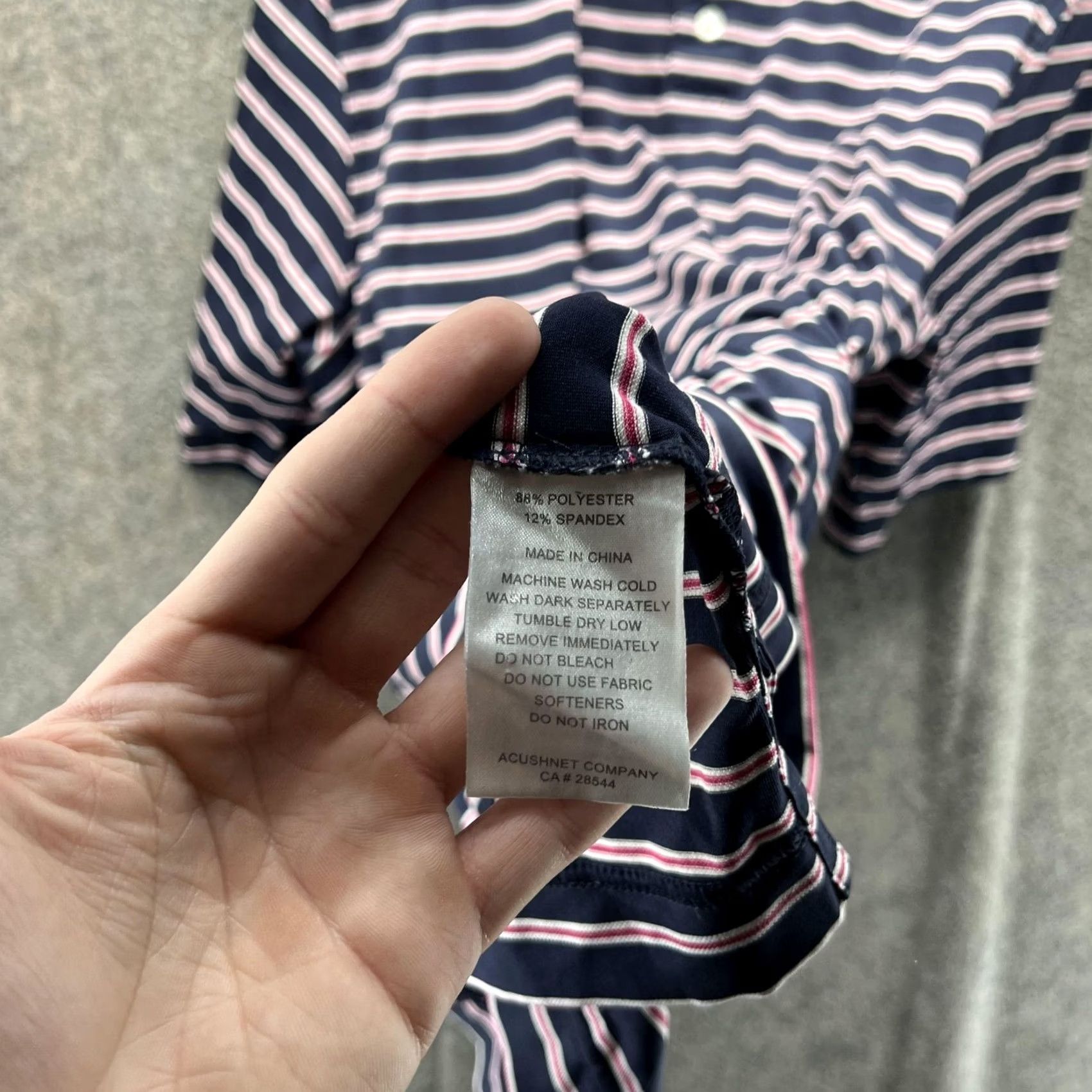 Footjoy FootJoy Polo Shirt Mens XL Navy Pink Stripe Golf Short Sleeve Performance Jersey Button Logo Stretch Collared Pajama? Size US XL / EU 56 / 4 - 3 Thumbnail