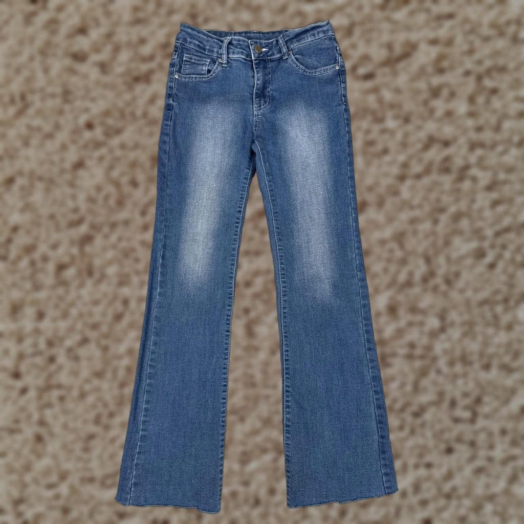 Shein SheIn Jeans Womens 2 Blue Med Wash Mid Rise Bootcut Embroidered Cotton 24x28 Jeans Women Blue Medium Embroidered 90s Bohemian Mens Womens Size 26" / US 2 / IT 38 - 1 Thumbnail